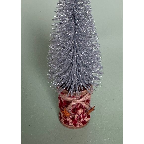 Handcrafted Bottle Brush Tree on Decorated Thread Spool Holiday Décor SPT13 - Picture 2 of 2